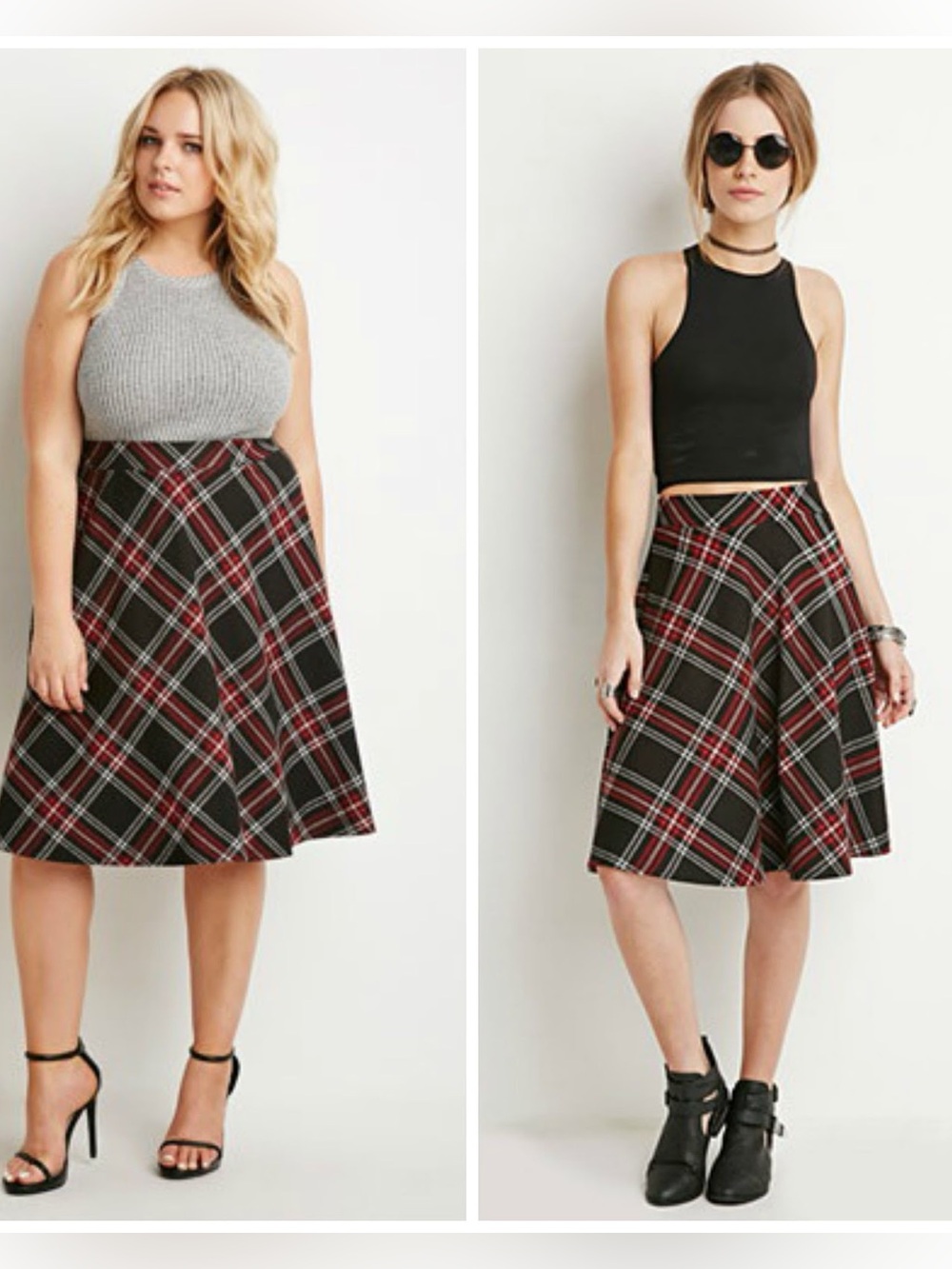 NWT Forever 21 Plaid A-Line Midi Skirt